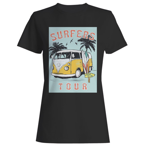 These are vw van surfers surfing tour women t shirt that are cute tied to the side or paired with a cardigan or jacket for a more styled look. So comfy and classic, they are sure to make your vacation extra magical.