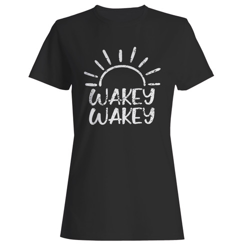 These are wakey wakey sunshine good morning women t shirt that are cute tied to the side or paired with a cardigan or jacket for a more styled look. So comfy and classic, they are sure to make your vacation extra magical.