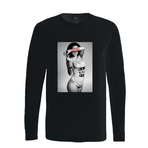 This classic fit sexy finger girl censored usa flag long sleeve shirt is casually elegant and very comfortable. With fine quality print to make one stand out, it's a perfect fit for every occasion.