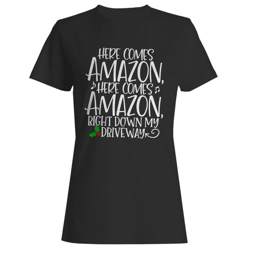 These are here comes amazon right down my driveway women t shirt that are cute tied to the side or paired with a cardigan or jacket for a more styled look. So comfy and classic, they are sure to make your vacation extra magical.