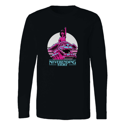 This classic fit stranger things x the neverending story long sleeve shirt is casually elegant and very comfortable. With fine quality print to make one stand out, it's a perfect fit for every occasion.