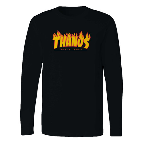 This classic fit thanos flame logo long sleeve shirt is casually elegant and very comfortable. With fine quality print to make one stand out, it's a perfect fit for every occasion.