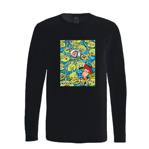 This classic fit toy story crowded aliens long sleeve shirt is casually elegant and very comfortable. With fine quality print to make one stand out, it's a perfect fit for every occasion.
