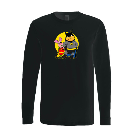 This classic fit winnie batman and piglet robin long sleeve shirt is casually elegant and very comfortable. With fine quality print to make one stand out, it's a perfect fit for every occasion.