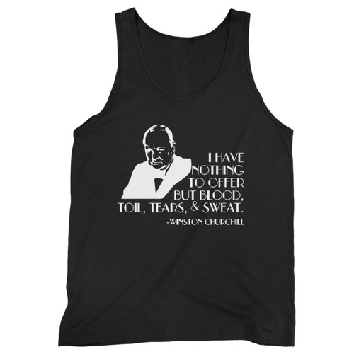 Our cotton winston churchill quote blood sweat & tears men tank top is perfect for those intense workouts in the gym, at practice or pickup games.