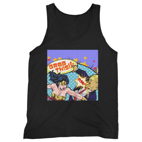Our cotton wonder woman punching trump dc inspired men tank top is perfect for those intense workouts in the gym, at practice or pickup games.
