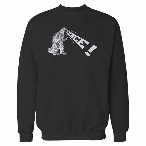 Your kids godzilla dinosaur science crewneck sweatshirt just got an update. This super comfortable and lighter weight crewneck will become your favorite go-to sweatshirt. The cozy spandex cuffs and waistband make this pill-resistant sweatshirt a fan favorite.And your group will look and feel their best in this premium ringspun cotton crew.