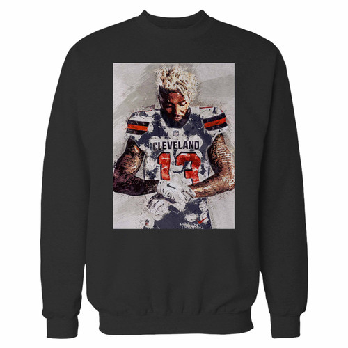 Your odell beckham jr cleveland browns crewneck sweatshirt just got an update. This super comfortable and lighter weight crewneck will become your favorite go-to sweatshirt. The cozy spandex cuffs and waistband make this pill-resistant sweatshirt a fan favorite.And your group will look and feel their best in this premium ringspun cotton crew.