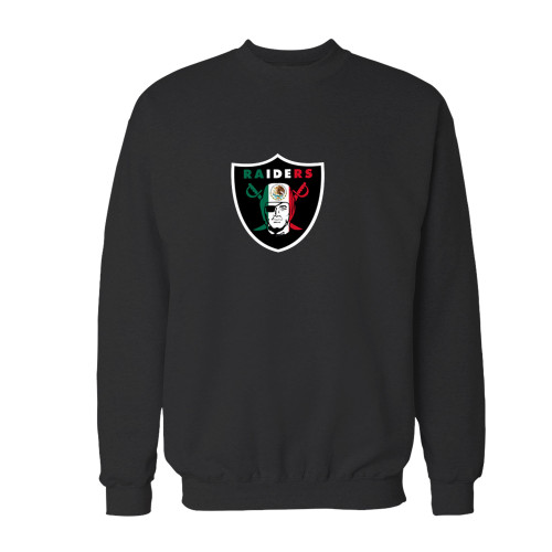 Your raiders mx flag crewneck sweatshirt just got an update. This super comfortable and lighter weight crewneck will become your favorite go-to sweatshirt. The cozy spandex cuffs and waistband make this pill-resistant sweatshirt a fan favorite.And your group will look and feel their best in this premium ringspun cotton crew.