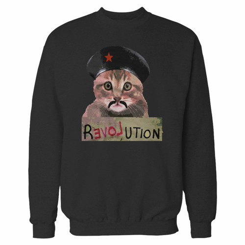 Your revolution love kitten funny che guevara cat activist crewneck sweatshirt just got an update. This super comfortable and lighter weight crewneck will become your favorite go-to sweatshirt. The cozy spandex cuffs and waistband make this pill-resistant sweatshirt a fan favorite.And your group will look and feel their best in this premium ringspun cotton crew.