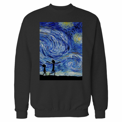Your rick and morty the starry night crewneck sweatshirt just got an update. This super comfortable and lighter weight crewneck will become your favorite go-to sweatshirt. The cozy spandex cuffs and waistband make this pill-resistant sweatshirt a fan favorite.And your group will look and feel their best in this premium ringspun cotton crew.