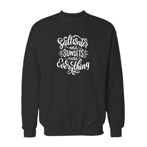 Your salt water & sunsets cure everything crewneck sweatshirt just got an update. This super comfortable and lighter weight crewneck will become your favorite go-to sweatshirt. The cozy spandex cuffs and waistband make this pill-resistant sweatshirt a fan favorite.And your group will look and feel their best in this premium ringspun cotton crew.