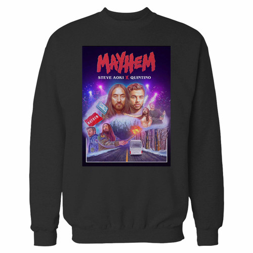 Your steve aoki mayhem crewneck sweatshirt just got an update. This super comfortable and lighter weight crewneck will become your favorite go-to sweatshirt. The cozy spandex cuffs and waistband make this pill-resistant sweatshirt a fan favorite.And your group will look and feel their best in this premium ringspun cotton crew.
