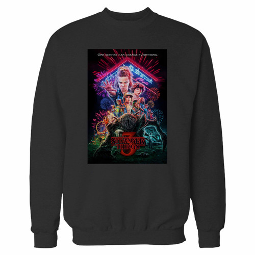 Your stranger things 3 poster crewneck sweatshirt just got an update. This super comfortable and lighter weight crewneck will become your favorite go-to sweatshirt. The cozy spandex cuffs and waistband make this pill-resistant sweatshirt a fan favorite.And your group will look and feel their best in this premium ringspun cotton crew.