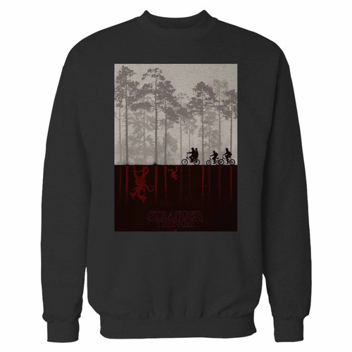 Your stranger things forest crewneck sweatshirt just got an update. This super comfortable and lighter weight crewneck will become your favorite go-to sweatshirt. The cozy spandex cuffs and waistband make this pill-resistant sweatshirt a fan favorite.And your group will look and feel their best in this premium ringspun cotton crew.