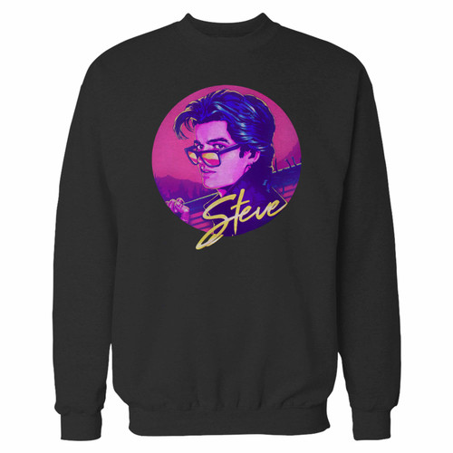 Your stranger things steve harrington crewneck sweatshirt just got an update. This super comfortable and lighter weight crewneck will become your favorite go-to sweatshirt. The cozy spandex cuffs and waistband make this pill-resistant sweatshirt a fan favorite.And your group will look and feel their best in this premium ringspun cotton crew.