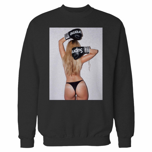 Your supreme boxing gloves model crewneck sweatshirt just got an update. This super comfortable and lighter weight crewneck will become your favorite go-to sweatshirt. The cozy spandex cuffs and waistband make this pill-resistant sweatshirt a fan favorite.And your group will look and feel their best in this premium ringspun cotton crew.