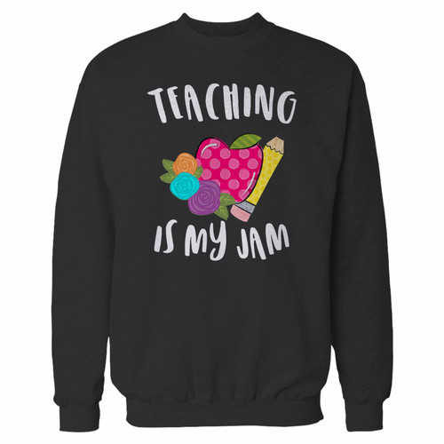 Your teaching is my jam crewneck sweatshirt just got an update. This super comfortable and lighter weight crewneck will become your favorite go-to sweatshirt. The cozy spandex cuffs and waistband make this pill-resistant sweatshirt a fan favorite.And your group will look and feel their best in this premium ringspun cotton crew.
