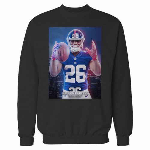 Your the giants saquon barkley crewneck sweatshirt just got an update. This super comfortable and lighter weight crewneck will become your favorite go-to sweatshirt. The cozy spandex cuffs and waistband make this pill-resistant sweatshirt a fan favorite.And your group will look and feel their best in this premium ringspun cotton crew.