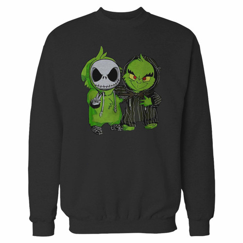 Your the grinch and jack skellington crewneck sweatshirt just got an update. This super comfortable and lighter weight crewneck will become your favorite go-to sweatshirt. The cozy spandex cuffs and waistband make this pill-resistant sweatshirt a fan favorite.And your group will look and feel their best in this premium ringspun cotton crew.