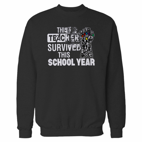 Your this teacher survived this school year crewneck sweatshirt just got an update. This super comfortable and lighter weight crewneck will become your favorite go-to sweatshirt. The cozy spandex cuffs and waistband make this pill-resistant sweatshirt a fan favorite.And your group will look and feel their best in this premium ringspun cotton crew.