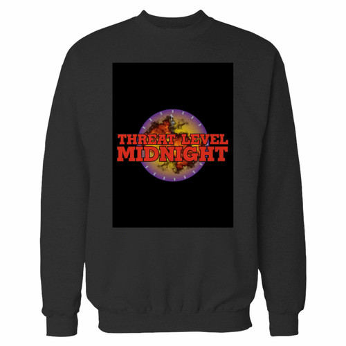 Your threat level midnight 2 crewneck sweatshirt just got an update. This super comfortable and lighter weight crewneck will become your favorite go-to sweatshirt. The cozy spandex cuffs and waistband make this pill-resistant sweatshirt a fan favorite.And your group will look and feel their best in this premium ringspun cotton crew.