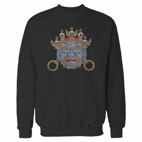 Your tibet demon asian punk look crewneck sweatshirt just got an update. This super comfortable and lighter weight crewneck will become your favorite go-to sweatshirt. The cozy spandex cuffs and waistband make this pill-resistant sweatshirt a fan favorite.And your group will look and feel their best in this premium ringspun cotton crew.
