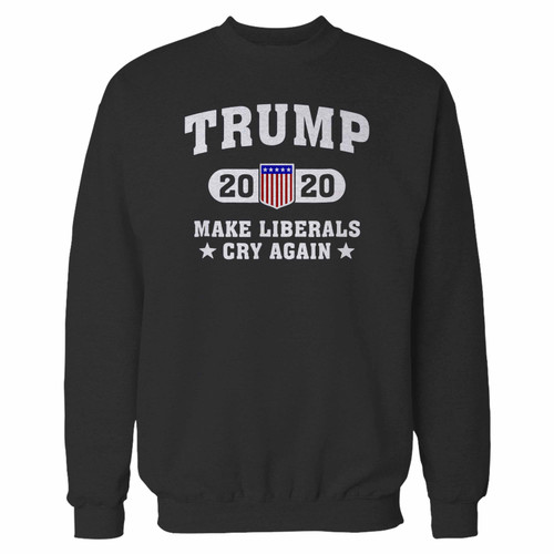 Your trump 2020 make liberals cry again crewneck sweatshirt just got an update. This super comfortable and lighter weight crewneck will become your favorite go-to sweatshirt. The cozy spandex cuffs and waistband make this pill-resistant sweatshirt a fan favorite.And your group will look and feel their best in this premium ringspun cotton crew.