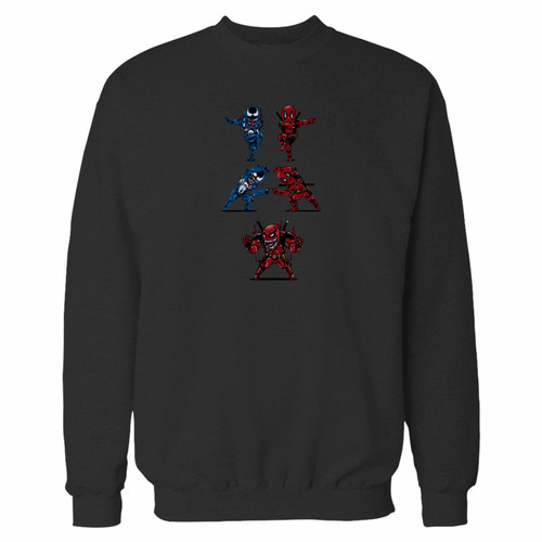 Your venom deadpool combo art inspired crewneck sweatshirt just got an update. This super comfortable and lighter weight crewneck will become your favorite go-to sweatshirt. The cozy spandex cuffs and waistband make this pill-resistant sweatshirt a fan favorite.And your group will look and feel their best in this premium ringspun cotton crew.