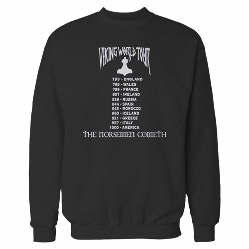 Your viking world tour crewneck sweatshirt just got an update. This super comfortable and lighter weight crewneck will become your favorite go-to sweatshirt. The cozy spandex cuffs and waistband make this pill-resistant sweatshirt a fan favorite.And your group will look and feel their best in this premium ringspun cotton crew.