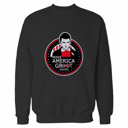 Your vote eleven stranger things crewneck sweatshirt just got an update. This super comfortable and lighter weight crewneck will become your favorite go-to sweatshirt. The cozy spandex cuffs and waistband make this pill-resistant sweatshirt a fan favorite.And your group will look and feel their best in this premium ringspun cotton crew.