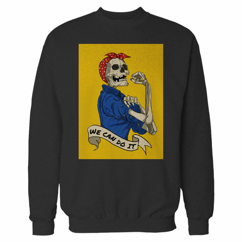 Your we can do it skull crewneck sweatshirt just got an update. This super comfortable and lighter weight crewneck will become your favorite go-to sweatshirt. The cozy spandex cuffs and waistband make this pill-resistant sweatshirt a fan favorite.And your group will look and feel their best in this premium ringspun cotton crew.