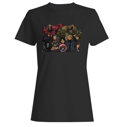 These are one piece avengers mashup women t shirt that are cute tied to the side or paired with a cardigan or jacket for a more styled look. So comfy and classic, they are sure to make your vacation extra magical.