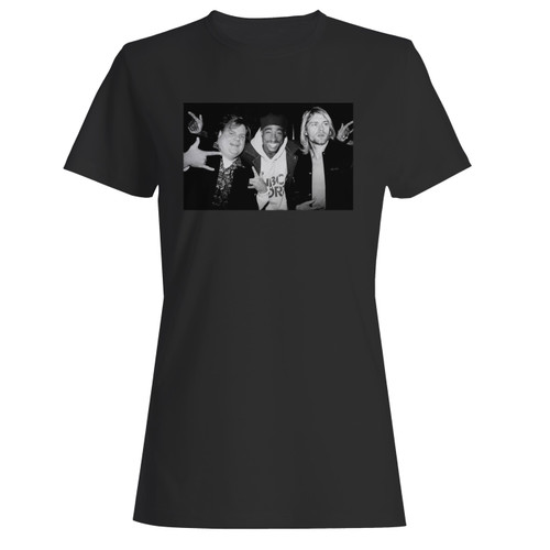 These are chris farley kurt cobain 2pac tupac hanging out women t shirt that are cute tied to the side or paired with a cardigan or jacket for a more styled look. So comfy and classic, they are sure to make your vacation extra magical.