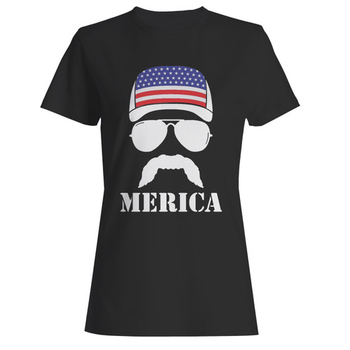 These are merica flag cap mustache women t shirt that are cute tied to the side or paired with a cardigan or jacket for a more styled look. So comfy and classic, they are sure to make your vacation extra magical.