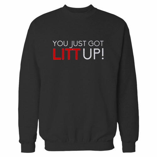 Your you just got litt up crewneck sweatshirt just got an update. This super comfortable and lighter weight crewneck will become your favorite go-to sweatshirt. The cozy spandex cuffs and waistband make this pill-resistant sweatshirt a fan favorite.And your group will look and feel their best in this premium ringspun cotton crew.