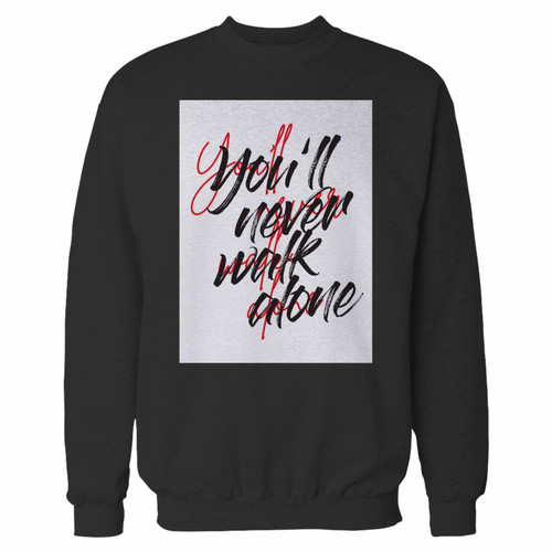 Your youll never walk alone liverpool crewneck sweatshirt just got an update. This super comfortable and lighter weight crewneck will become your favorite go-to sweatshirt. The cozy spandex cuffs and waistband make this pill-resistant sweatshirt a fan favorite.And your group will look and feel their best in this premium ringspun cotton crew.