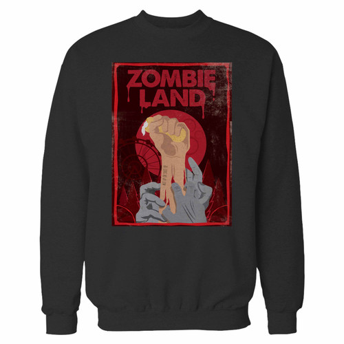 Your zombieland double tap hand crewneck sweatshirt just got an update. This super comfortable and lighter weight crewneck will become your favorite go-to sweatshirt. The cozy spandex cuffs and waistband make this pill-resistant sweatshirt a fan favorite.And your group will look and feel their best in this premium ringspun cotton crew.