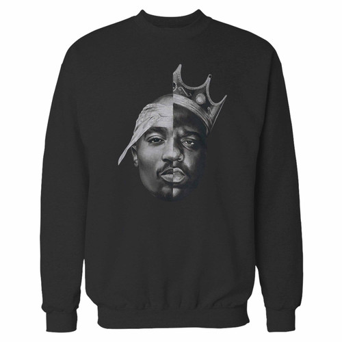Your 2pac x notorious b.i.g. crewneck sweatshirt just got an update. This super comfortable and lighter weight crewneck will become your favorite go-to sweatshirt. The cozy spandex cuffs and waistband make this pill-resistant sweatshirt a fan favorite.And your group will look and feel their best in this premium ringspun cotton crew.