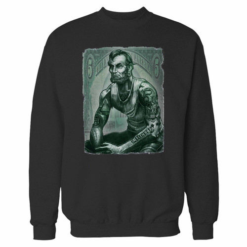 Your abraham abe lincoln tattoo crewneck sweatshirt just got an update. This super comfortable and lighter weight crewneck will become your favorite go-to sweatshirt. The cozy spandex cuffs and waistband make this pill-resistant sweatshirt a fan favorite.And your group will look and feel their best in this premium ringspun cotton crew.