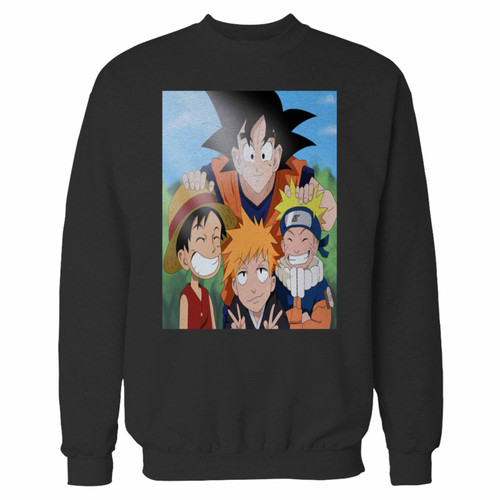 Your anime super art crewneck sweatshirt just got an update. This super comfortable and lighter weight crewneck will become your favorite go-to sweatshirt. The cozy spandex cuffs and waistband make this pill-resistant sweatshirt a fan favorite.And your group will look and feel their best in this premium ringspun cotton crew.