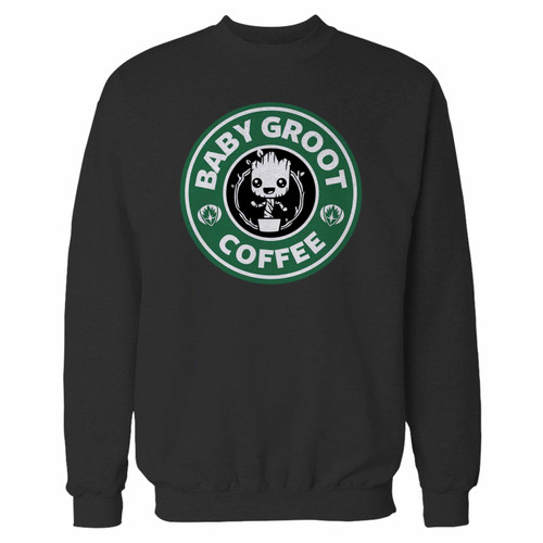 Your baby groot coffee starbuck crewneck sweatshirt just got an update. This super comfortable and lighter weight crewneck will become your favorite go-to sweatshirt. The cozy spandex cuffs and waistband make this pill-resistant sweatshirt a fan favorite.And your group will look and feel their best in this premium ringspun cotton crew.
