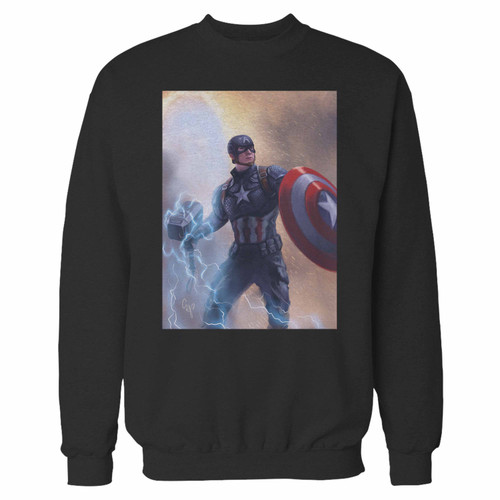 Your captain america endgame crewneck sweatshirt just got an update. This super comfortable and lighter weight crewneck will become your favorite go-to sweatshirt. The cozy spandex cuffs and waistband make this pill-resistant sweatshirt a fan favorite.And your group will look and feel their best in this premium ringspun cotton crew.