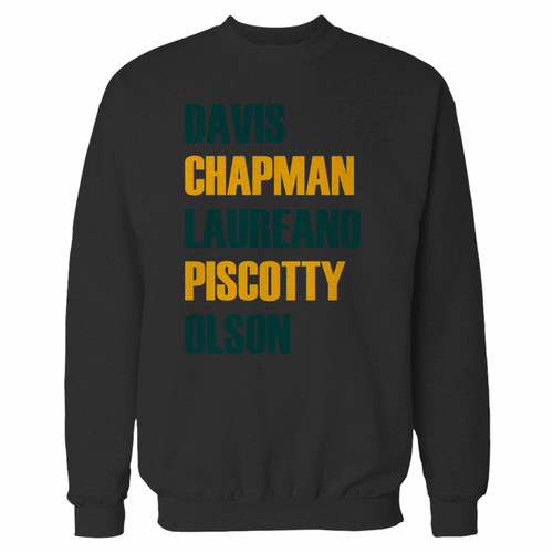Your davis chapman laureano piscotty olson athletics players crewneck sweatshirt just got an update. This super comfortable and lighter weight crewneck will become your favorite go-to sweatshirt. The cozy spandex cuffs and waistband make this pill-resistant sweatshirt a fan favorite.And your group will look and feel their best in this premium ringspun cotton crew. Your davis chapman laureano piscotty olson athletics players crewneck sweatshirt just got an update. This super comfortable and lighter weight crewneck will become your favorite go-to sweatshirt. The cozy spandex cuffs and waistband make this pill-resistant sweatshirt a fan favorite.And your group will look and feel their best in this premium ringspun cotton crew.