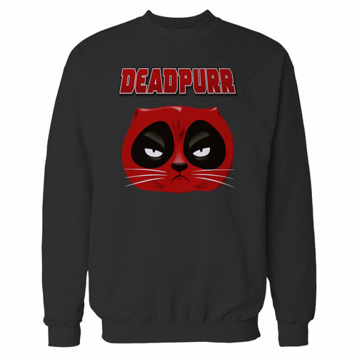 Your deadpool cat deadpurr crewneck sweatshirt just got an update. This super comfortable and lighter weight crewneck will become your favorite go-to sweatshirt. The cozy spandex cuffs and waistband make this pill-resistant sweatshirt a fan favorite.And your group will look and feel their best in this premium ringspun cotton crew.