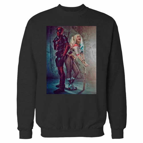Your deadpool harley quinn pose crewneck sweatshirt just got an update. This super comfortable and lighter weight crewneck will become your favorite go-to sweatshirt. The cozy spandex cuffs and waistband make this pill-resistant sweatshirt a fan favorite.And your group will look and feel their best in this premium ringspun cotton crew.