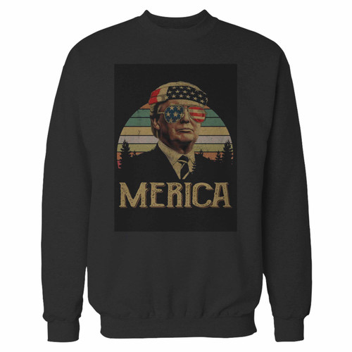 Your donald trump support merica retro vintage flag crewneck sweatshirt just got an update. This super comfortable and lighter weight crewneck will become your favorite go-to sweatshirt. The cozy spandex cuffs and waistband make this pill-resistant sweatshirt a fan favorite.And your group will look and feel their best in this premium ringspun cotton crew.