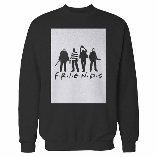 Your friends horror art crewneck sweatshirt just got an update. This super comfortable and lighter weight crewneck will become your favorite go-to sweatshirt. The cozy spandex cuffs and waistband make this pill-resistant sweatshirt a fan favorite.And your group will look and feel their best in this premium ringspun cotton crew.