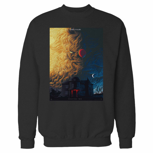 Your it chapter two derry is calling 2 crewneck sweatshirt just got an update. This super comfortable and lighter weight crewneck will become your favorite go-to sweatshirt. The cozy spandex cuffs and waistband make this pill-resistant sweatshirt a fan favorite.And your group will look and feel their best in this premium ringspun cotton crew.