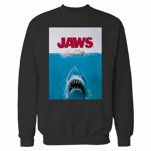 Your jaws horror movie crewneck sweatshirt just got an update. This super comfortable and lighter weight crewneck will become your favorite go-to sweatshirt. The cozy spandex cuffs and waistband make this pill-resistant sweatshirt a fan favorite.And your group will look and feel their best in this premium ringspun cotton crew.